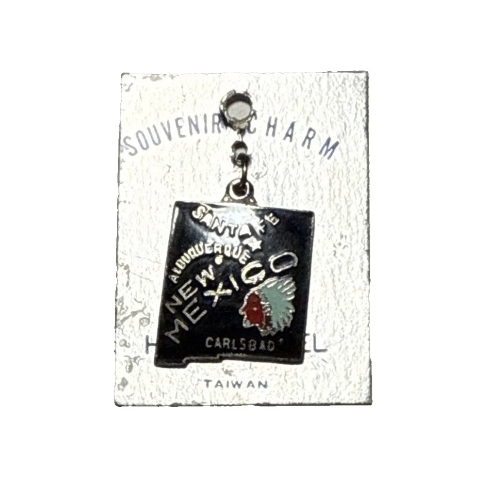 New Mexico State Souvenir Charm Black Enamel Cloisonne J22